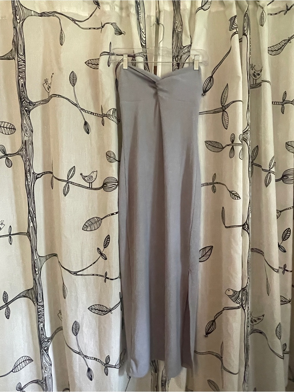 Papermoon Light Blue Ribbed Twist-Neck Strapless Dress
